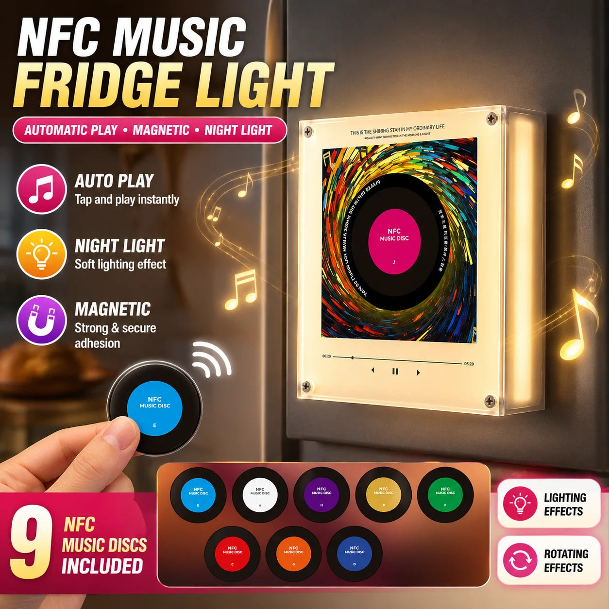 NFC Record Player Fridge Speaker